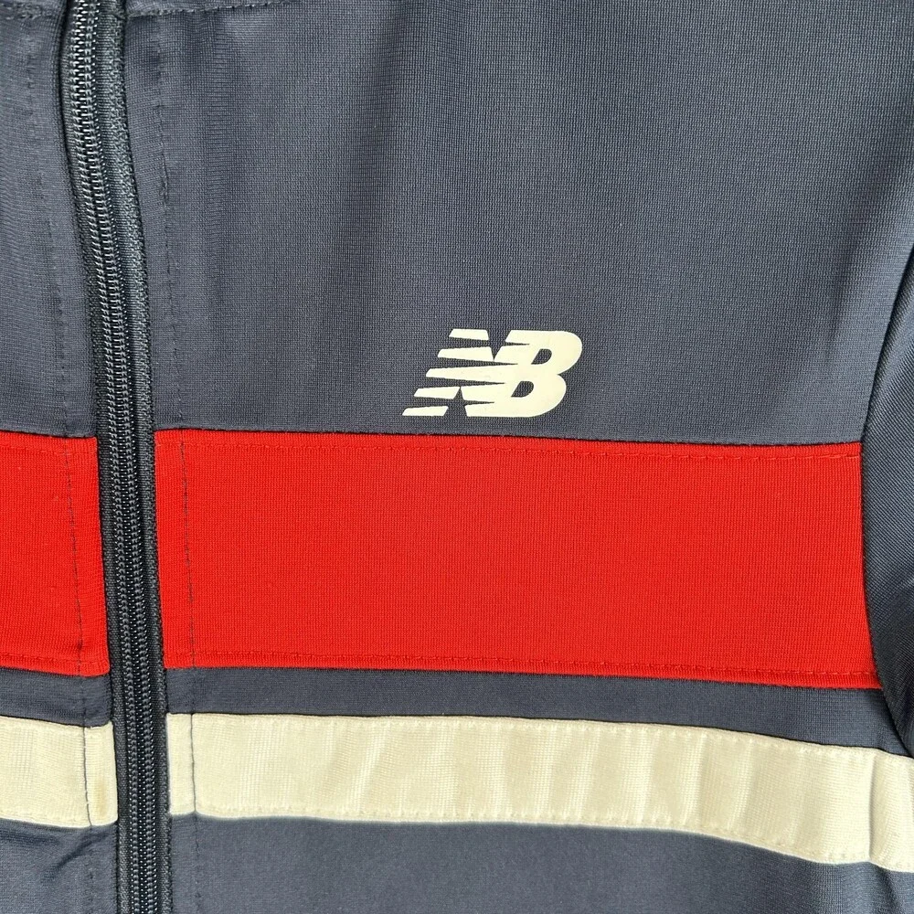 New Balance Track Jacket Youth 8 Blue Red Colorblock Full Zip Stand Collar